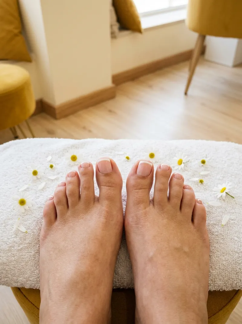 Uma pedicure francesa