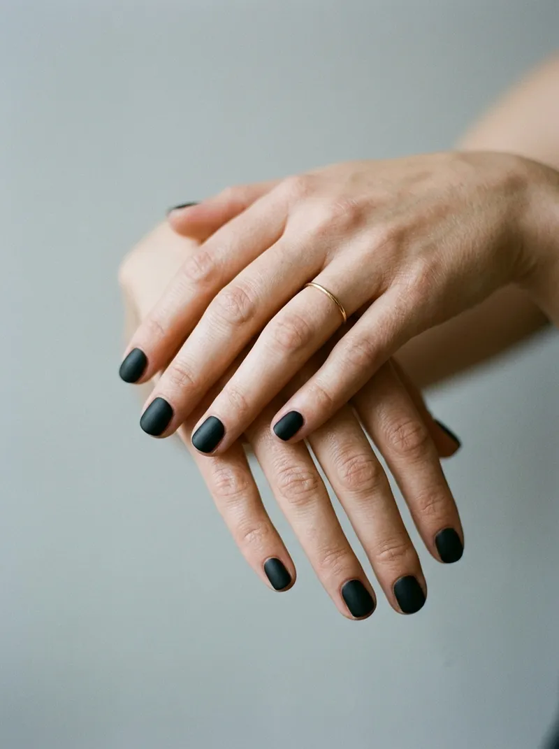 Unhas curtas pretas mate
